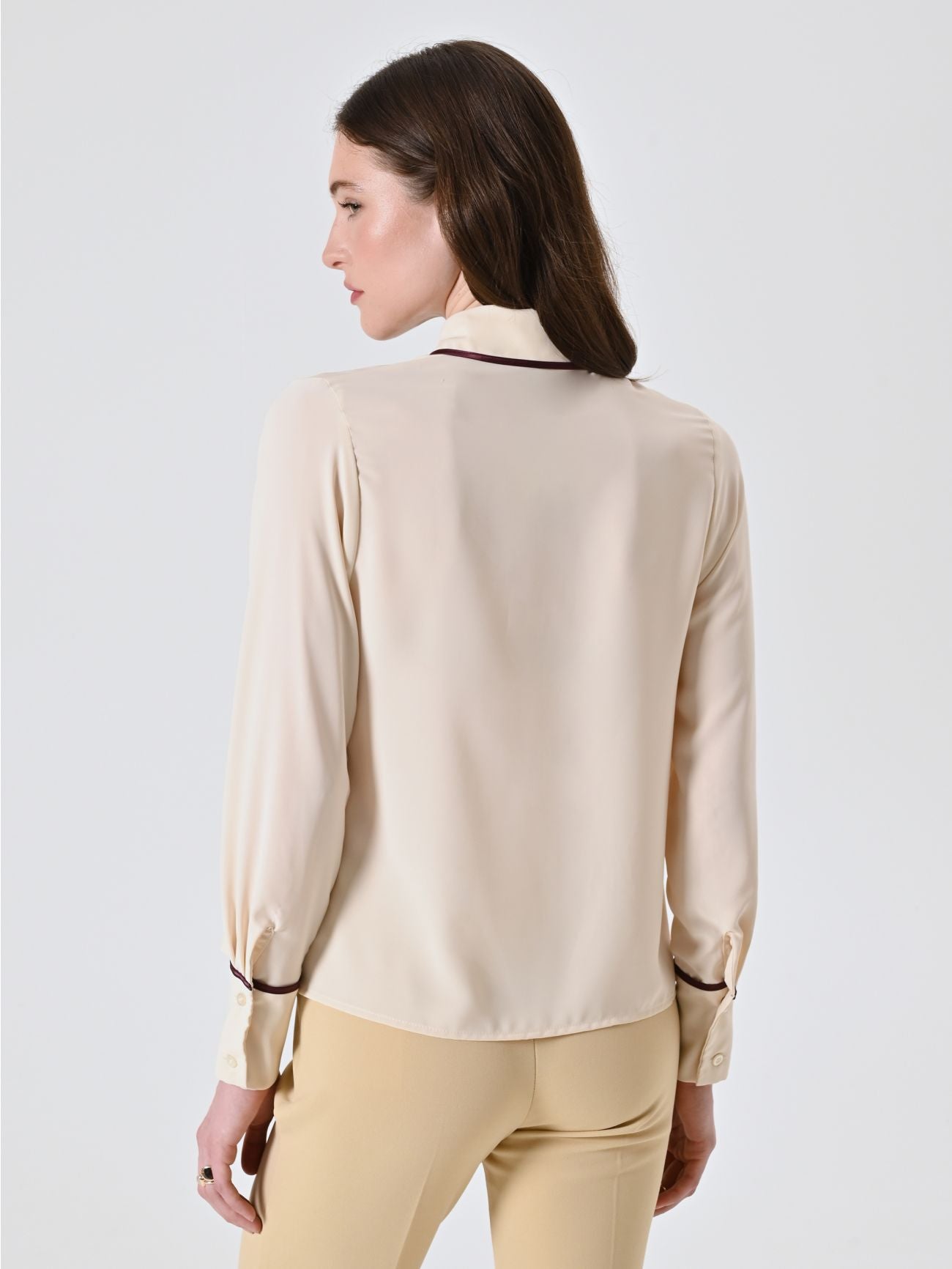 Burgundy Shirt with Piping