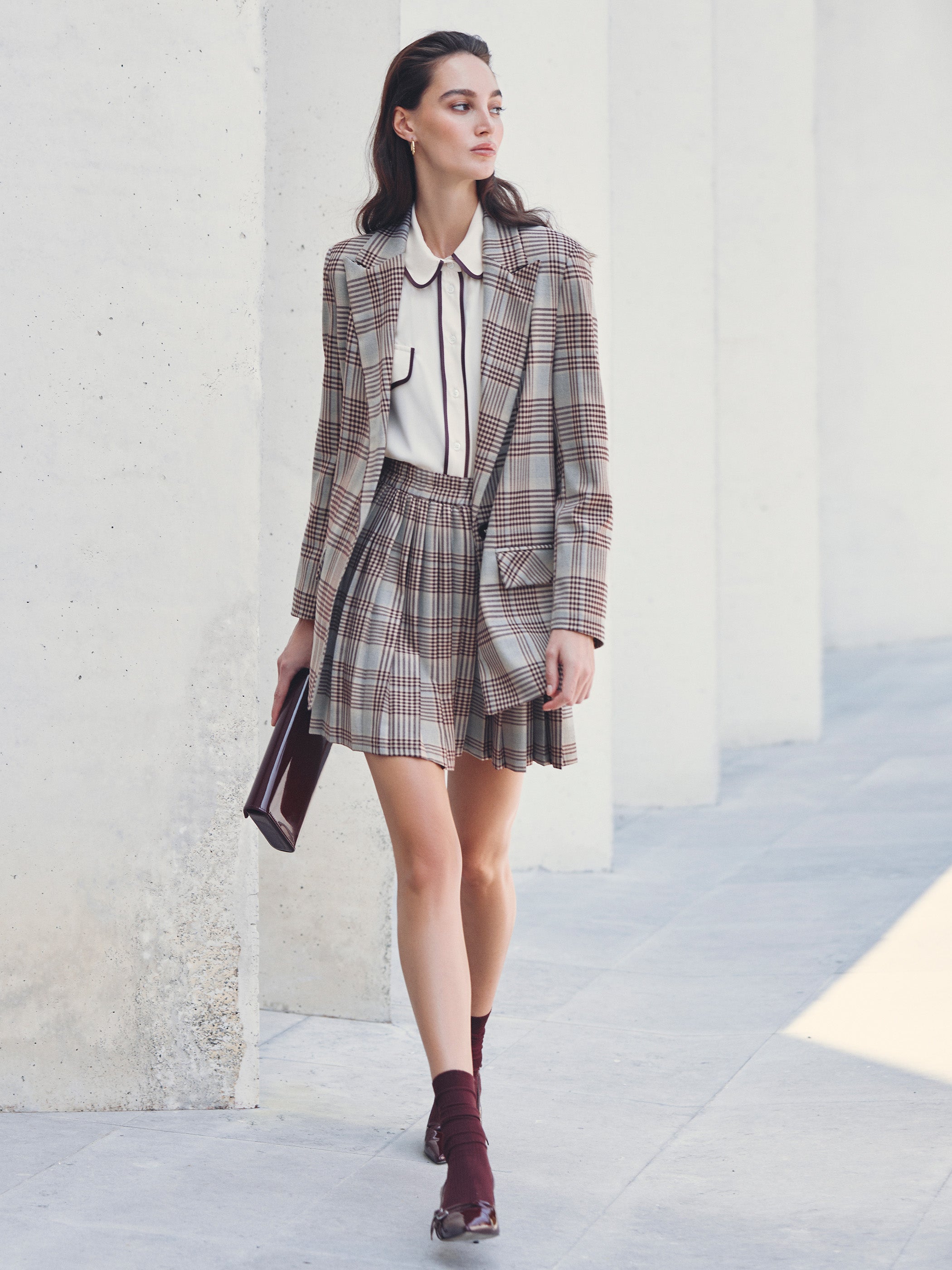 Burgundy Shirt with Piping