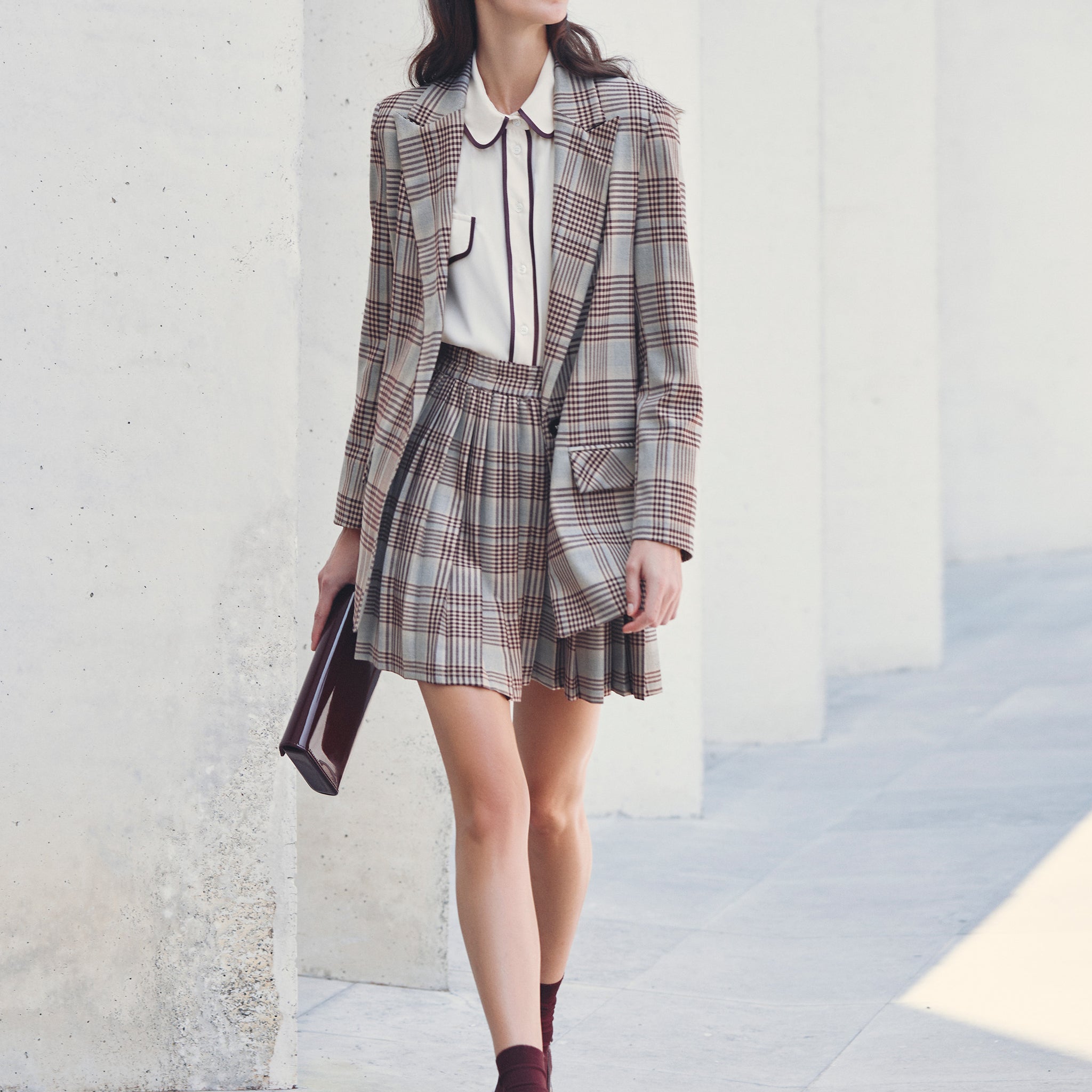 Burgundy Shirt with Piping