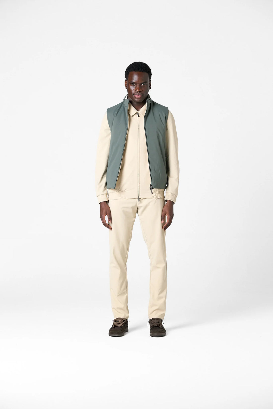 Cou7ure Essentials - Reflection Body Warmer Green/Beige | Front