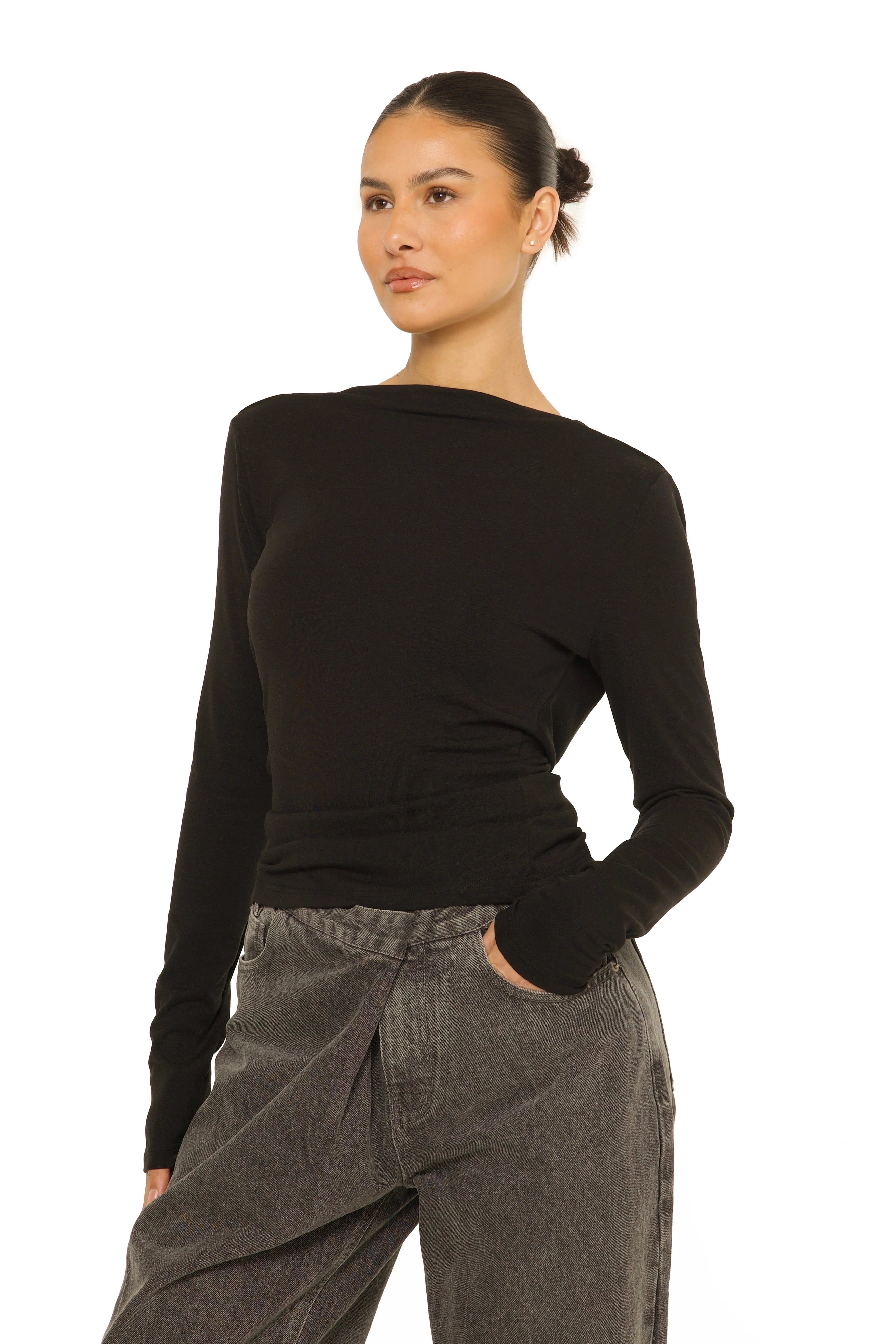 LA Sisters - Long Sleeve Open Back Top | Front