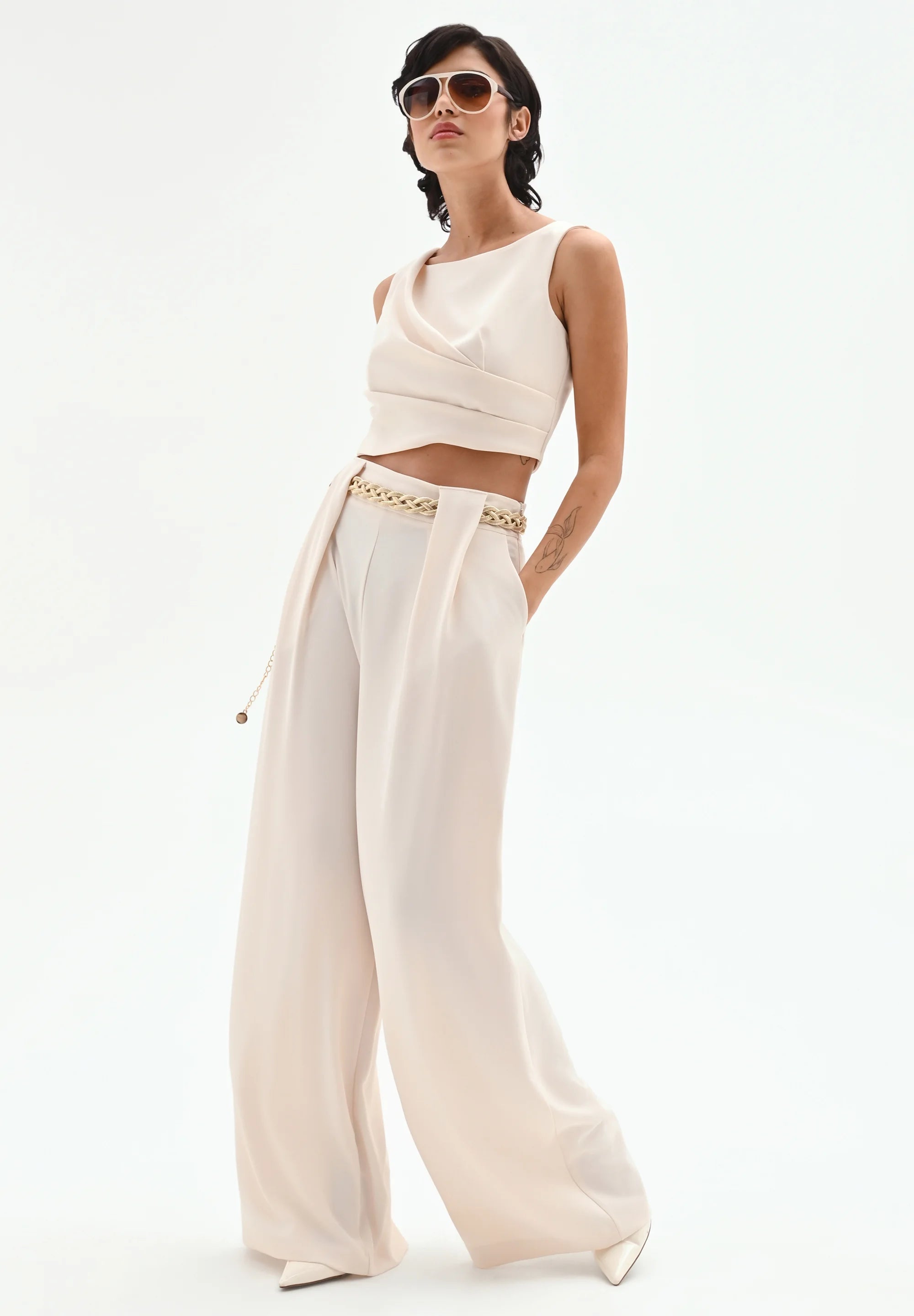 Broek White Cream